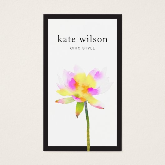 Elegant Moderne Waterverf Lotus Flower Visitekaartje (Voorkant)