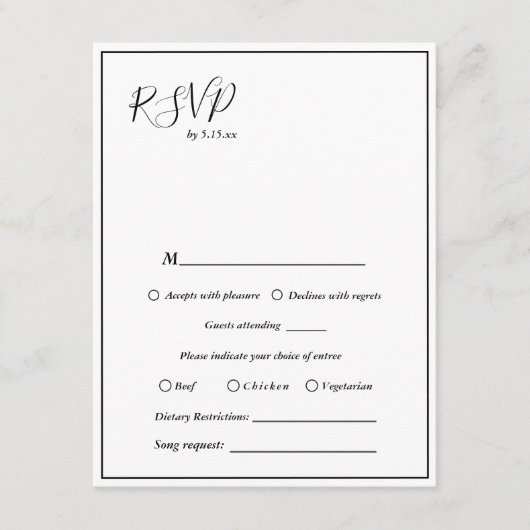 Elegant Moderne Weddenschappen RSVP Informatiekaartje (Voorkant)