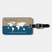 Elegant Moderne Wereldkaart Bagagelabel (Voorkant horizontaal)