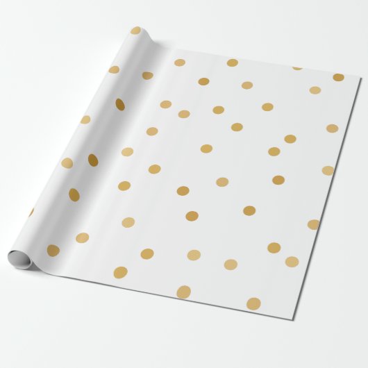 Elegant Moderne White Gold Confetti Stippen Cadeaupapier (Uitgerold)