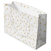 Elegant Moderne White Gold Confetti Stippen Large Cadeautasje (Achterkant Gekanteld)