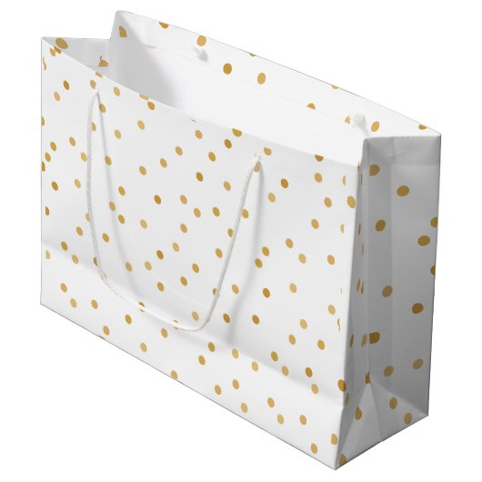 Elegant Moderne White Gold Confetti Stippen Large Cadeautasje (Voorkant Gekanteld)