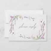 Elegant Moderne Wildbloemen Eenvoudige bruiloft RS RSVP Kaartje (Voorkant)