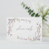 Elegant Moderne Wildbloemen Eenvoudige bruiloft RS RSVP Kaartje (Staand voorkant)