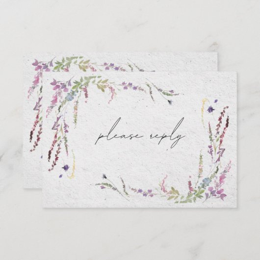 Elegant Moderne Wildbloemen eten RSVP weduwschap (Voorkant / Achterkant)