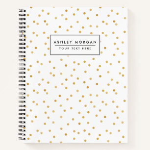 Elegant moderne witte en goudConfetti Stippen Notitieboek