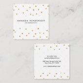 Elegant moderne witte en goudConfetti Stippen Vierkante Visitekaartje (Voorkant / Achterkant)