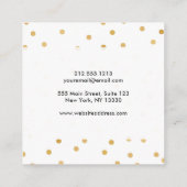 Elegant moderne witte en goudConfetti Stippen Vierkante Visitekaartje (Achterkant)