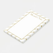Elegant moderne witte gestreepte gouden lijnen post-it® notes (Schuin)