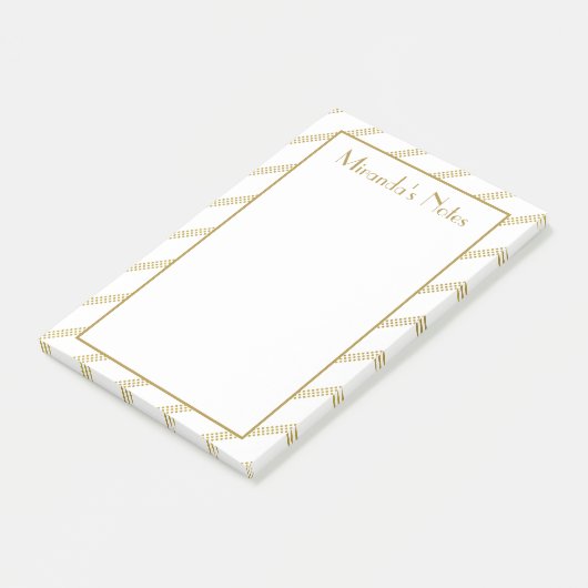 Elegant moderne witte gestreepte gouden lijnen post-it® notes (Schuin)