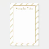 Elegant moderne witte gestreepte gouden lijnen post-it® notes (Voorkant)