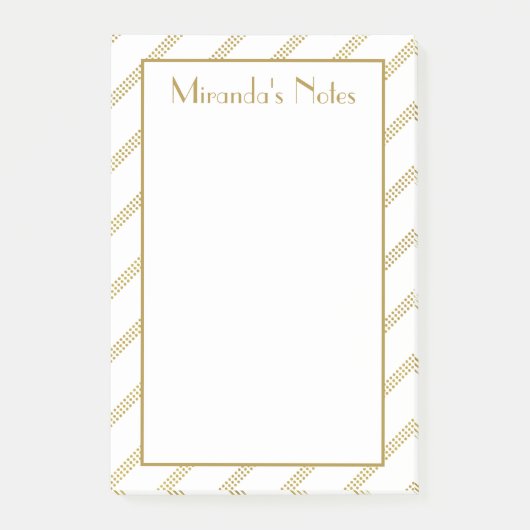 Elegant moderne witte gestreepte gouden lijnen post-it® notes (Voorkant)
