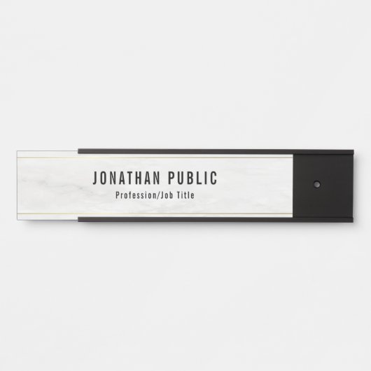 Elegant moderne witte marmer en goudSjabloon Deurbordje (Voorkant)