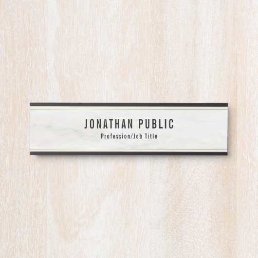 Elegant moderne witte marmer en goudSjabloon Deurbordje (Voorkant)