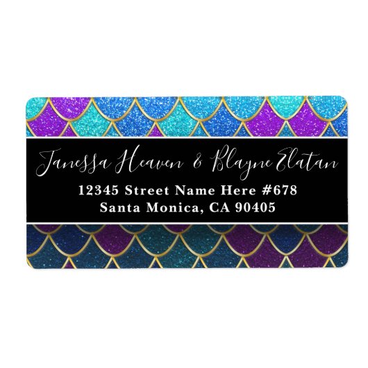 Elegant Moderne Zeemeermin Magic Glitter Home Adre Etiket (Voorkant)