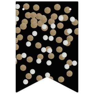 elegant moderne Zwarte Gouden Confetti Vakantie Fe Vlaggetjes