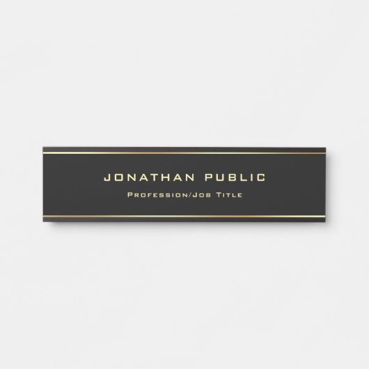 Elegant moderne zwarte Sjabloon en goudglamour Deurbordje (Voorkant)