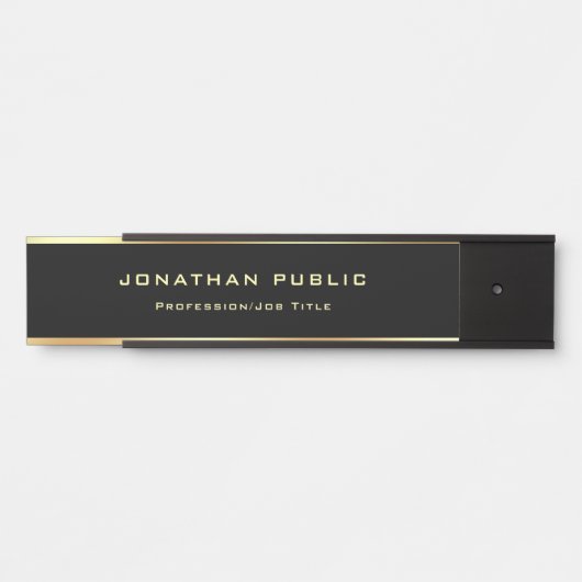 Elegant moderne zwarte Sjabloon en goudglamour Deurbordje (Voorkant)