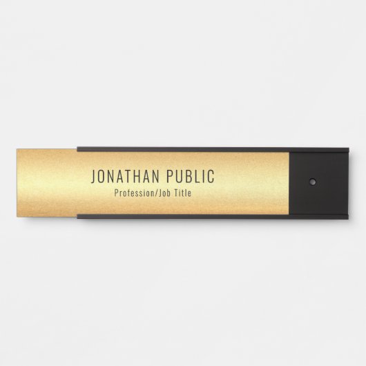 Elegant moderne zwarte Sjabloon en goudglamour Deurbordje (Voorkant)