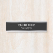 Elegant moderne zwarte Sjabloon en zilver glamour Deurbordje (Voorkant)