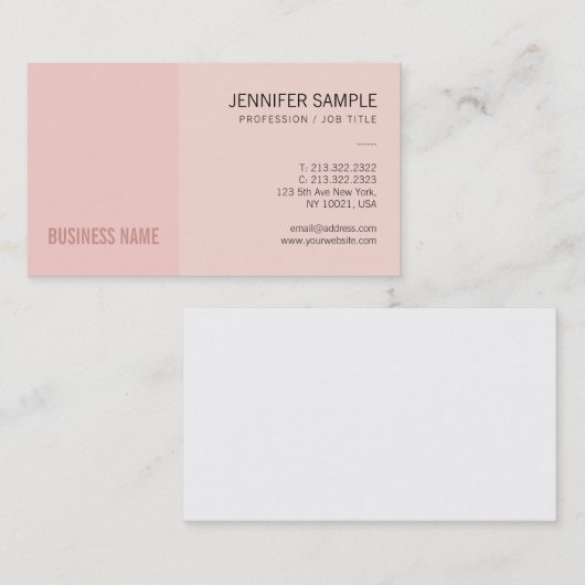 Elegant Modish Blush Pink Creative Plain Trendy Visitekaartje (Voorkant / Achterkant)