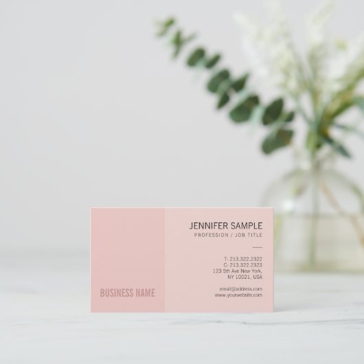 Elegant Modish Blush Pink Creative Plain Trendy Visitekaartje (Staand voorkant)