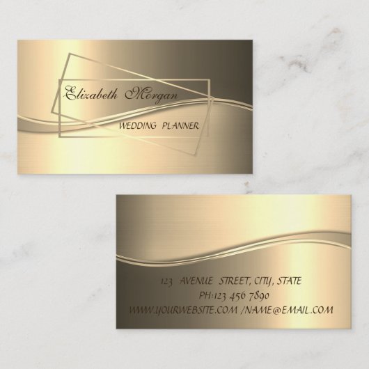 Elegant Modrn Luxury Gold, Lijst Visitekaartje (Voorkant / Achterkant)
