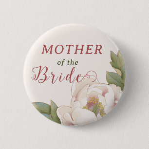 Elegant moeder van de Bride Blush Pink Floral, maa Ronde Button 5,7 Cm