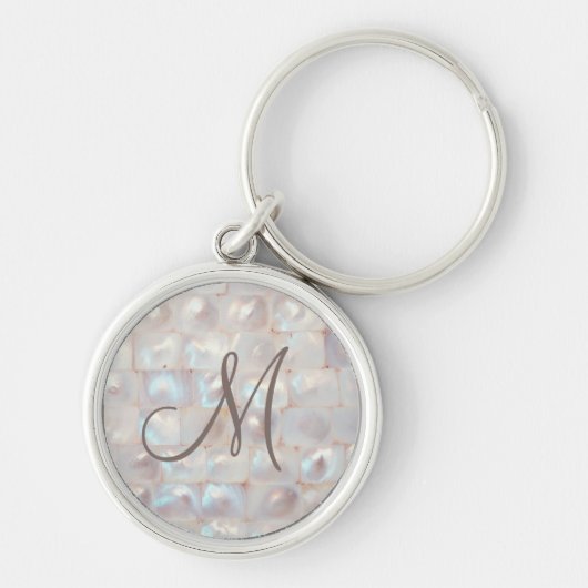 Elegant Moeder van Pearl Monogrammed Sleutelhanger (Voorkant)