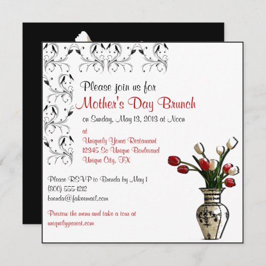 Elegant Moederdag Brunch - Aangepaste uitnodiginge Kaart (Voorkant / Achterkant)