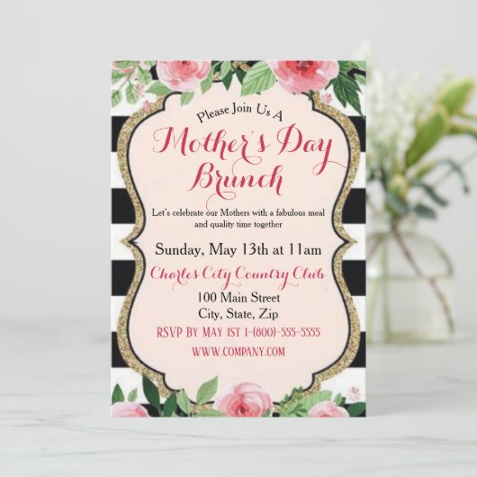 Elegant Moederdag Brunch Invitation Flat Card Kaart (Staand voorkant)