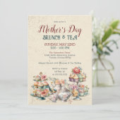 Elegant  Moederdag Brunch Tea Party Kaart (Staand voorkant)