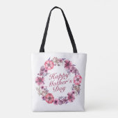 Elegant Moederdag Floral Wreath Canvas tas (Achterkant)
