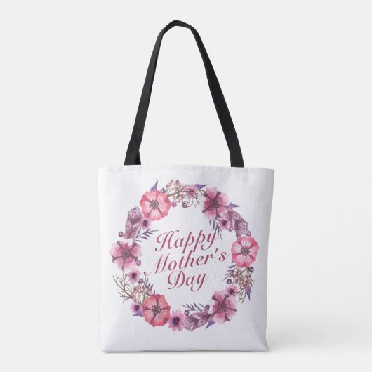 Elegant Moederdag Floral Wreath Canvas tas (Achterkant)