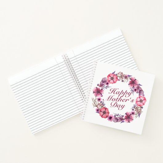 Elegant Moederdag Floral Wreath Guestbook Notitieboek (Binnen)