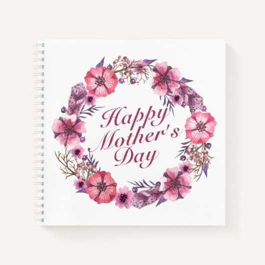 Elegant Moederdag Floral Wreath Guestbook Notitieboek (Voorkant)