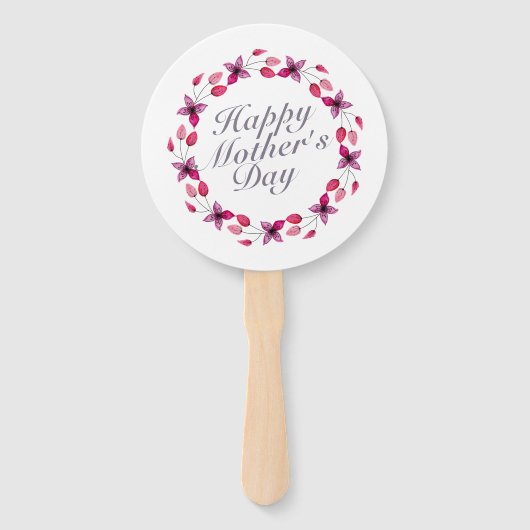 Elegant Moederdag Floral Wreath | Hand Fan Handwaaier (Voorkant)