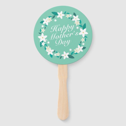 Elegant Moederdag Floral Wreath | Hand Fan Handwaaier (Voorkant)