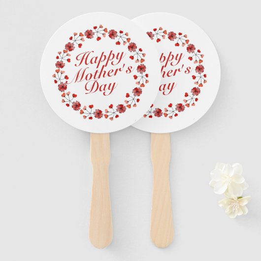 Elegant Moederdag Floral Wreath | Hand Fan Handwaaier (Voorkant en achterkant)