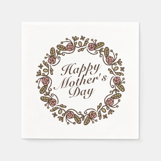 Elegant Moederdag Floral Wreath | Napkin Servetten (Voorkant)