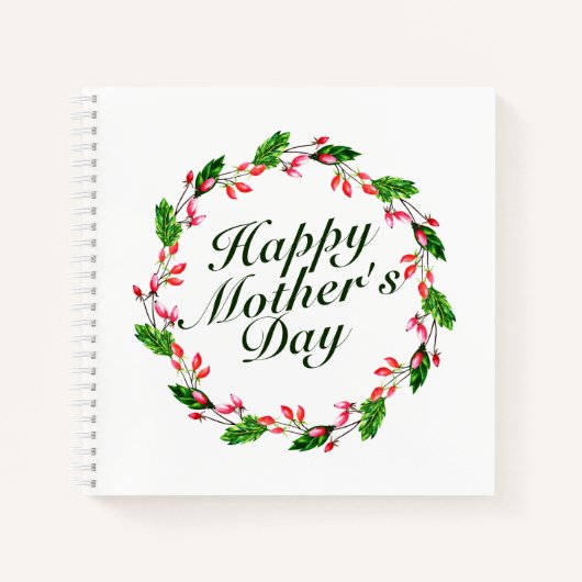 Elegant Moederdag Floral Wreath | NOTITIEBOEK (Voorkant)