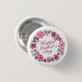 Elegant Moederdag Floral Wreath Pin Button (Voorkant /achterkant)