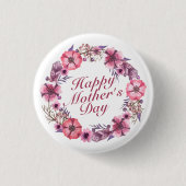 Elegant Moederdag Floral Wreath Pin Button (Voorkant)