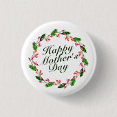 Elegant Moederdag Floral Wreath | Pin-Button Ronde Button 3,2 Cm (Voorkant)