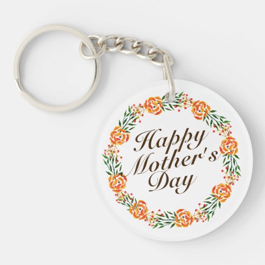 Elegant Moederdag Floral Wreath | SLEUTELHANGER (Voorkant)