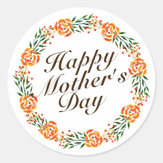 Elegant Moederdag Floral Wreath | STICKER (Voorkant)
