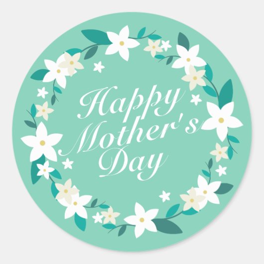 Elegant Moederdag Floral Wreath | STICKER (Voorkant)