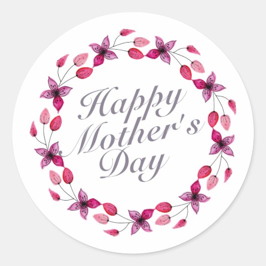 Elegant Moederdag Floral Wreath | STICKER (Voorkant)