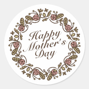 Elegant Moederdag Floral Wreath   STICKER