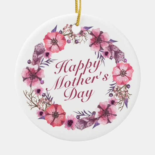 Elegant Moederdag Floral Wreator Ornament (Voorkant)
